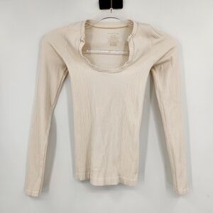 Free People Intimately Thermal Scoop Neck Tee Layering Long Sleeve Womens Size M